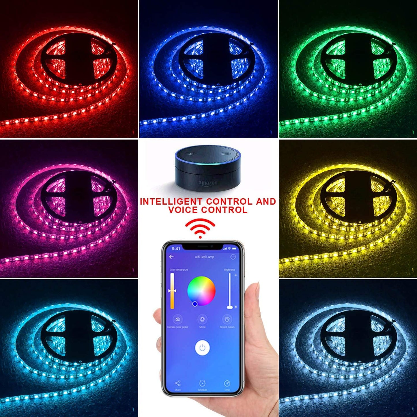 LETOUR LED Strip Lights, WiFi Wireless Smart Phone Controlled Color Changing Rope Lights 16.4ft SMD 5050 RGB Light Strips Sync to Music, Working with Android and iOS System,Alexa, Google Assistant