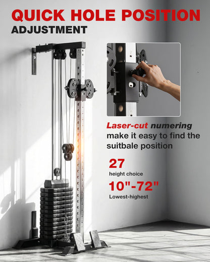 Mikolo Wall Mount Cable Station Pro - 190lb Weight Stack Cable Machine, Cable Crossover Machine with Dual Pulley System and 27 Positions for Home Gym