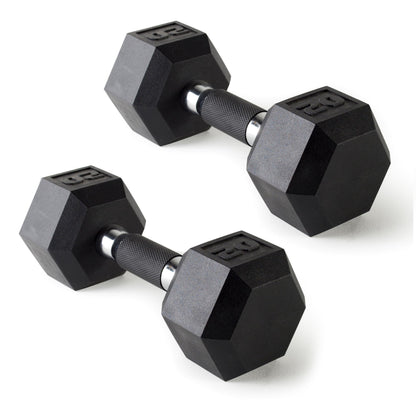 CAP Barbell 20 LB Rubber Coated Hex Dumbbell Hand Weight with Padded Grip - Pair | Comfort Grip