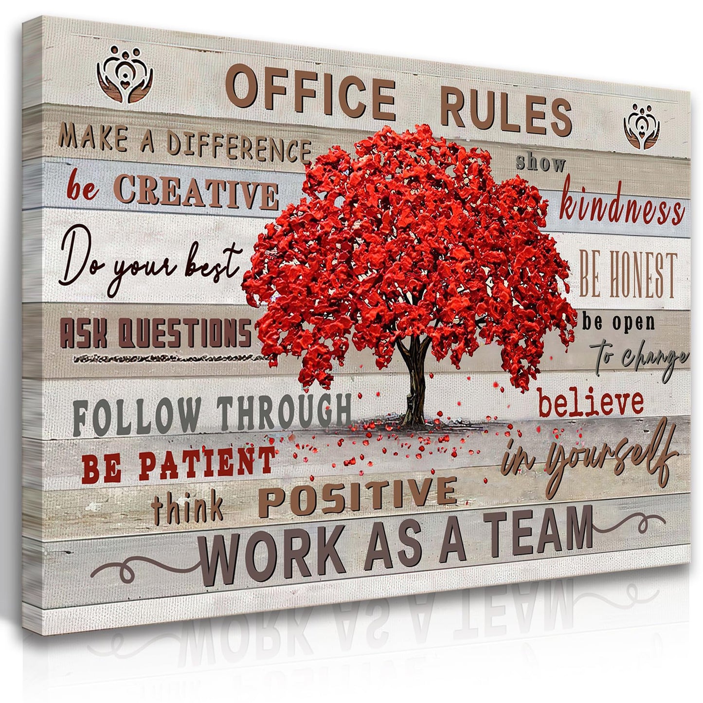 HDXUFJQ Inspirational Wall Art For Office Office Rules Canvas Wall Art Team Rules Motivation Positive Quotes Wall Decor Teamwork Painting Prints for Home Ready to hang(12"x16")