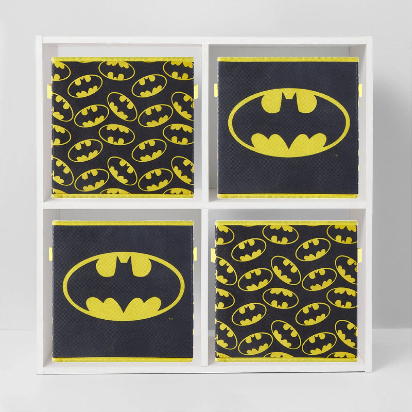 Batman Collapsible Storage Cubes – Set of 2 Foldable Fabric Bins for Kids – Organizer Boxes with Iconic Logo – Closet & Toy Storage – Black Superhero Cube Containers