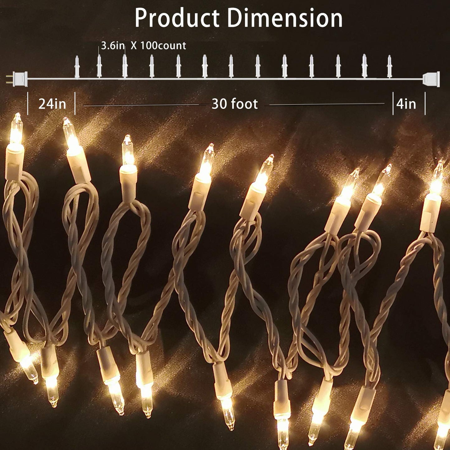 HISHINY Christmas Lights 100 Count Mini Clear Lights 32ft White Wire Christmas Tree String Lights Set for Outdoor Indoor Christmas Decorations Wedding Valentines Day Decor,UL Certified (32feet)