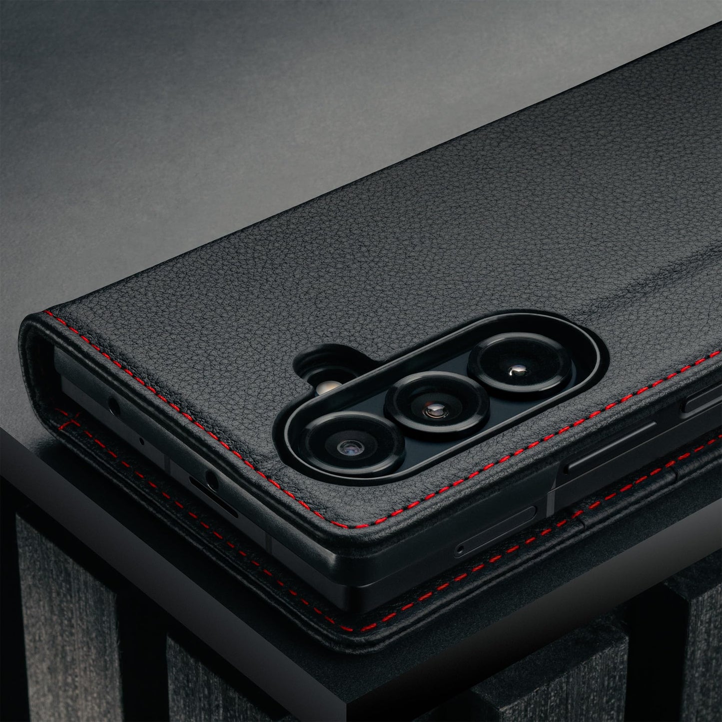 TORRO Case Compatible with Samsung Galaxy Z Fold7 2025 – Premium Leather Wallet Case with Stand Function and Card Slots (Black)