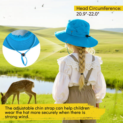 Zando 2 Pack Outdoor Kids Sun Hat UPF 50+ Waterproof Breathable Wide Brim Bucket Hat for Boys Girls Quick Dry Windproof Adjustable Chin Strap Summer Beach Fishing Travel Khaki Beige 5-13 Years