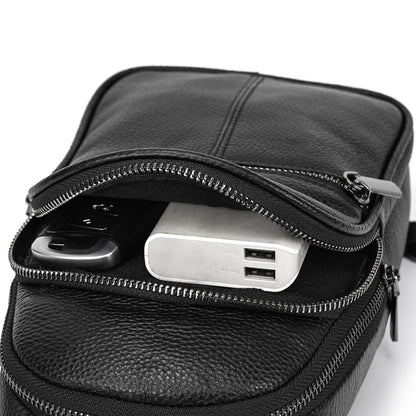 Small Leather Sling Bag Crossbody for Men Women One Strap Shoulder Cross Body Bag Sling Backpack for Travel, 9342 Black
