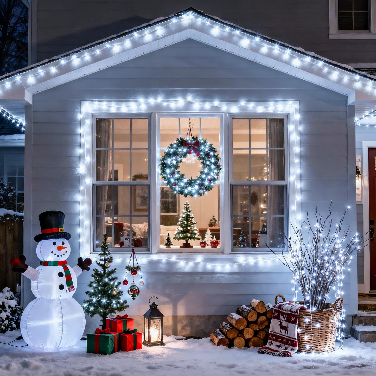 JMEXSUSS 33ft 100 LED White Christmas Lights, 8 Modes Connectable Clear Wire Twinkle Fairy String Lights Indoor, Plug-in Christmas String Lights Outdoor Waterproof for Christmas Wedding Party Tree