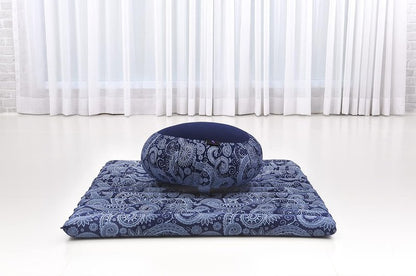 Meditation Cushion Set - Round Zafu Pillow & Square Roll-Up Zabuton Mat | Kapok Filled Comfort