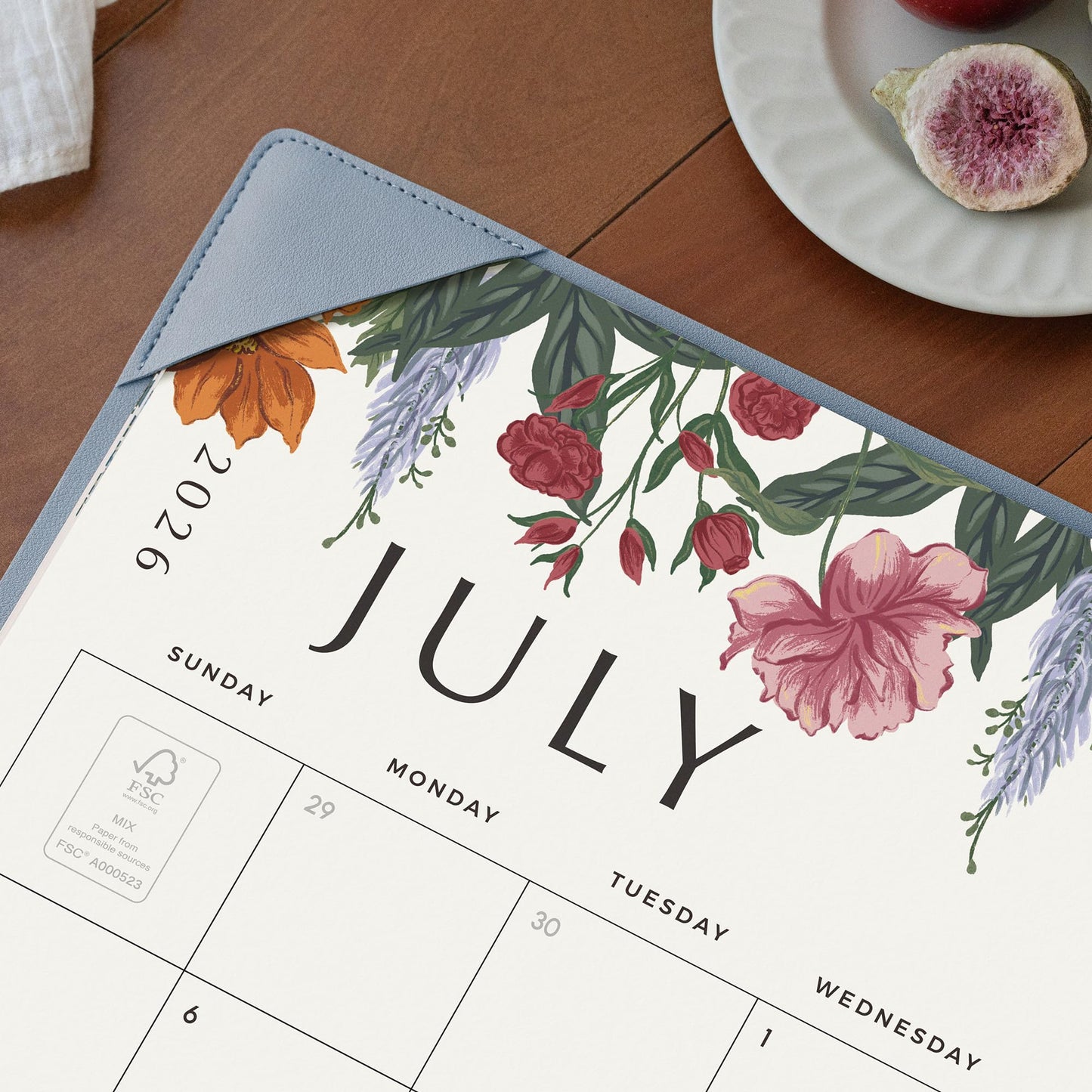 Desk Calendar 2026 with Desktop Mat, Cabbrix Large Desk Pad Calendar 22 x 17 Inch Runs From July 2026 to December 2027, Classic Floral Design Calendar 2026 for Home School and Office (Blue)