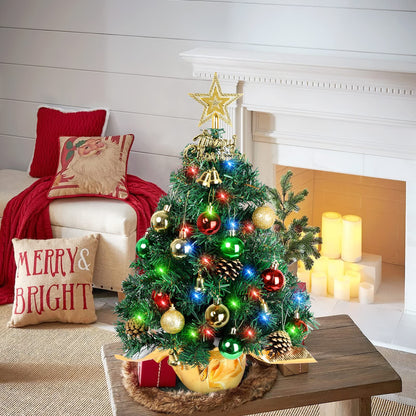 AGIRL Tabletop Christmas Tree 22 Inch Mini Artificial Christmas Tree with 30 LED String Lights, Star Tree, Tabletop Small Xmas Tree for Holiday Indoor DIY Christmas Decor