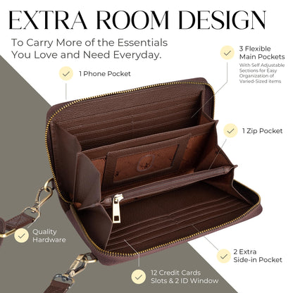 BULL GUARD Crossbody Leather Cell Phone Bag, Anti Theft and RFID Blocking
