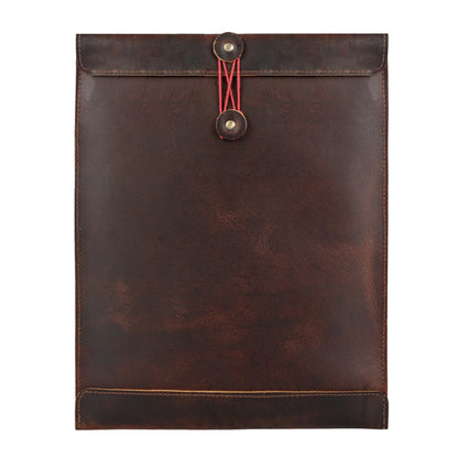 Leather Document Holder Mailing Envelope,Office & Work Resume Sales Portfolio Binder Folder-Interview/Legal Document Organizer Handmade (12.5 inches) (Bourbon Brown)