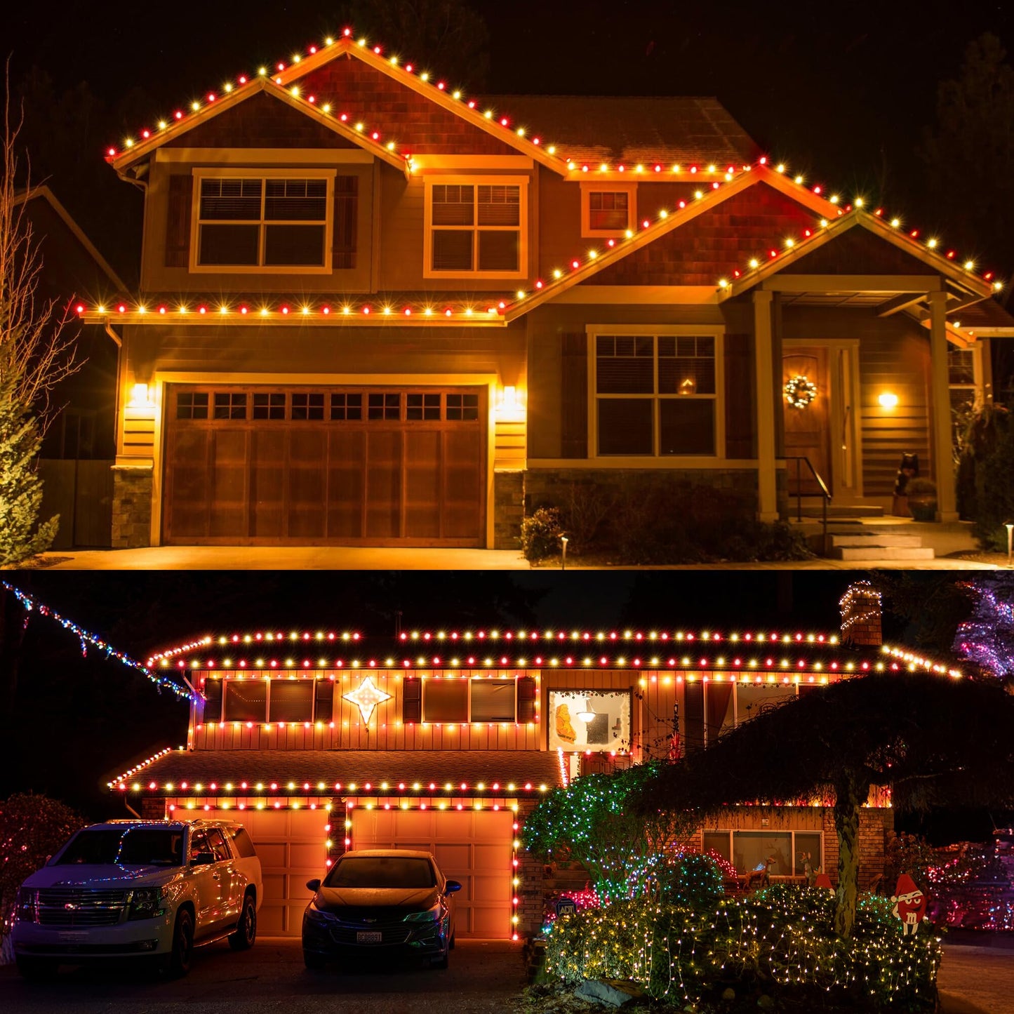 Brizled Red & Warm White Christmas Lights, 66ft 100 LED C9 Christmas Lights, Connectable Outdoor Faceted Strawberry Light String, 120V UL Certified Indoor Xmas Tree Light for Home Holiday Party Decor
