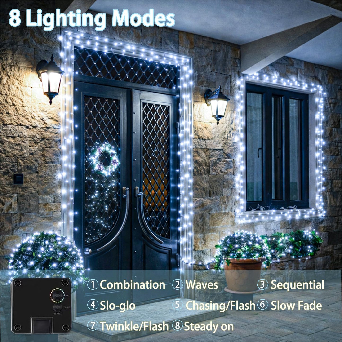 Extra-Long 144FT Solar String Lights Outdoor, 2 Pack 400LED Solar Fairy Lights for Outside Waterproof, Silver Wire 8 Lighting Modes Solar Twinkle Lights for Tree Garden Party Xmas Decor (Cool White)