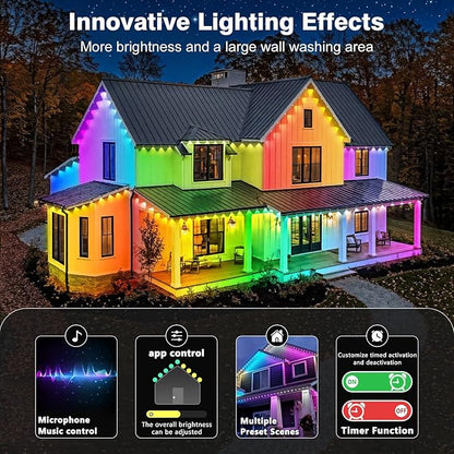 LITSOUL 500FT Permanent Outdoor Lights for House Waterproof, Smart RGB Eave LED Lighting with 16 Million Colors, IP67 Outdoor Strip Lights for Christmas Halloween Holiday Daily Decorations(500FT)