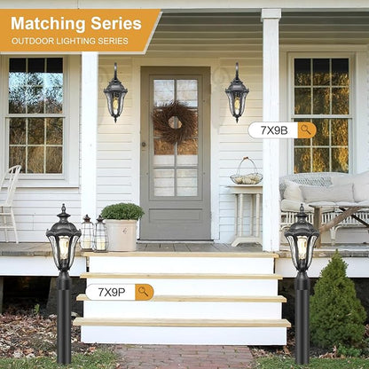 Outdoor Porch Lights Wall Mount, Outdoor Sconce Lighting Waterproof Exterior Porch Light Anti-Rust Aluminum Outside Latern with Water Ripple Glass for House Yard Hallway Doorway Patio
