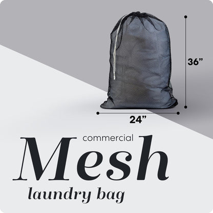 Mesh XL Laundry Bag - Large 24" x 36" - Durable, Machine Washable with Secure Drawstring Closure - Perfect for College Dorms, Laundromats, Apartments (Black)