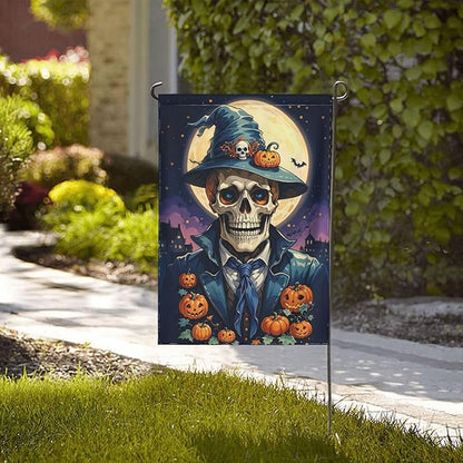 Halloween Skull Pumpkin Garden Flag for Fall Festival Porch Patio Farmhouse Outdoor Yard Decoration Vertical Double Sided Burlap 28 x 40 Inch