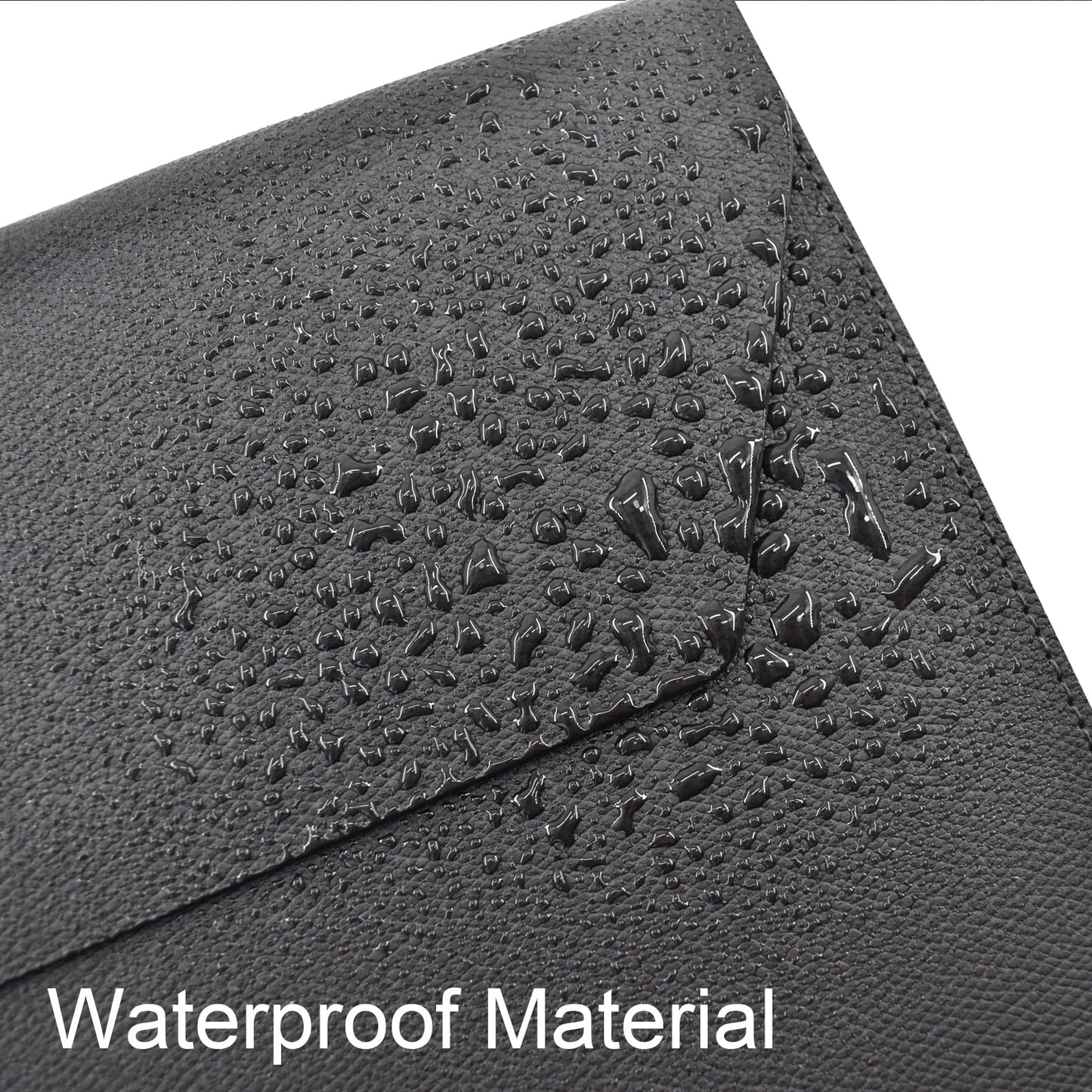 VANRA Expanding File Folder Organizer PU Leather Document Holder File Pocket Envelope Portfolio Bag with Hand Strap and Magnetic Closure for A4 Letter Size Paper (Black)