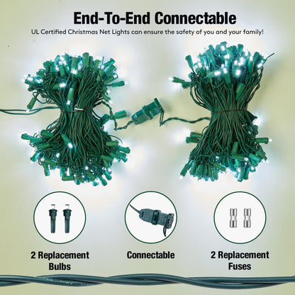 Sylampow Led White Christmas Net Lights Outdoor Christmas Bushes Lights 120Led 6ftx5ft, Connectable Outdoor Indoor Mesh Net Lighting for Xmas Holiday, Garden, Lawn, Shrubs, Trees, Bushes Decorations