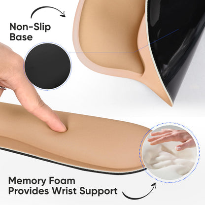 WINTOJO Wrist Rest Support for Mouse Pad Keyboard Set Circle Coaster Gaming Mouse Pad Ergonomic Gel Memory Foam Set for Computer, Laptop, Office, Pain Relief, Comfortably Typing Brown KM-32