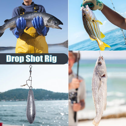 Drop Shot Fishing Weights Sinkers Teardrop Weights Bass Fishing Sinkers for Freshwater Saltwater Fishing Gear 1oz to 8oz