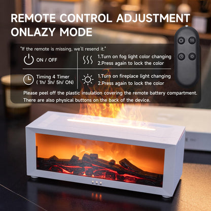 Fireplace Flame Air Diffuser Humidifier,7 Colors Aromatherapy Essential Oil Diffuser,Ultrasonic Aroma Humidifier with Timer for Home,Bedroom,Office,Yoga (BlackB, L)