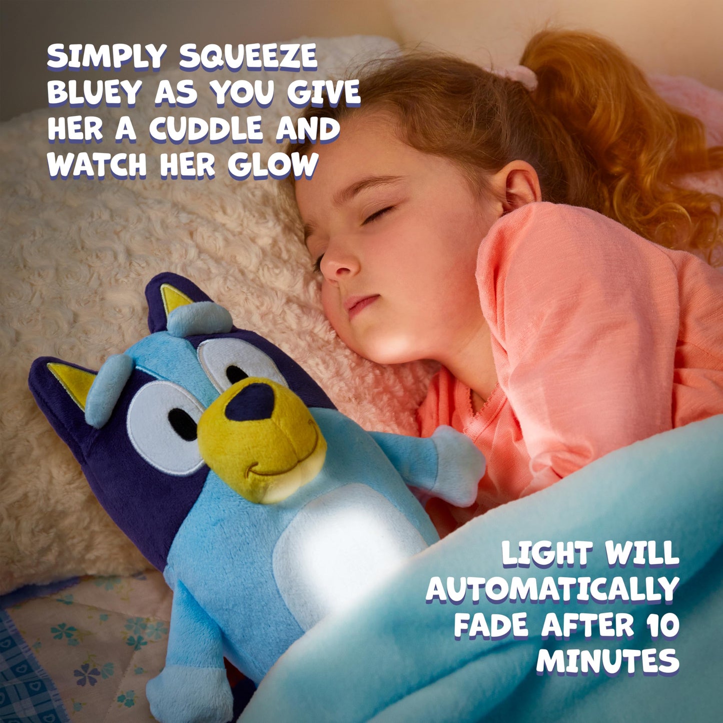 Bluey Goglow Pal Light Up Nightlight, 2-in-1 Interactive Snuggly Toddler Light, Soothing Night Light for Kids of Ages 2+
