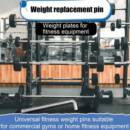 NQEUEPN 2pcs Weight Stack Pin, 3/8in Diameter 6in/15.3cm & 4.4in/11.2cm Weight Loading Pin L Shaped Stack Extender Selector Inserts Gym Fitness Equipment for Home Gym
