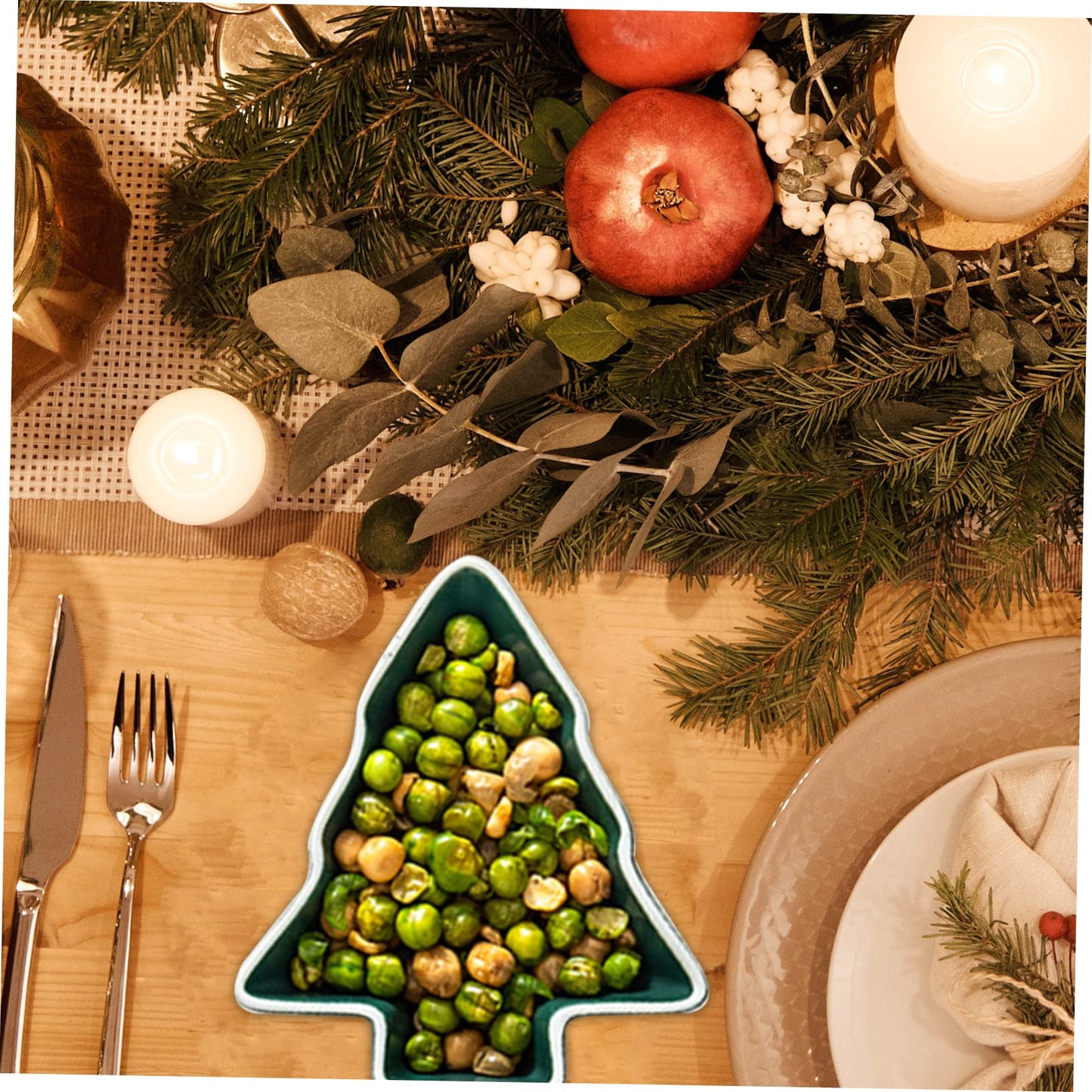 OKUMEYR 2pcs Christmas Sauce Dish Christmas Tree Candy Dishes Dry Fruit Dishes Sauce Plate Tree Shaped Bowl Sushi Plate Dipping Cups Pickles Ceramics Food