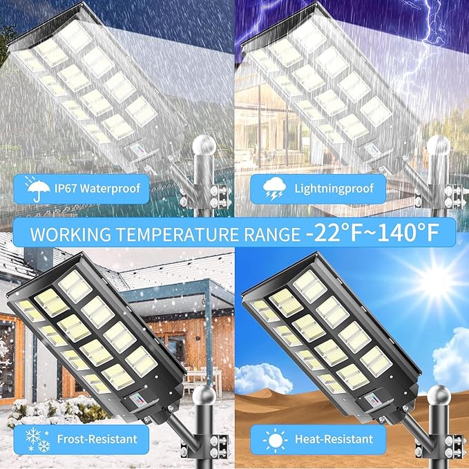 8-Pack 8000W Solar Street Lights Outdoor Waterproof, 1920000LM Dusk to Dawn Street Light Solar Powered, Wide Angle Lamp with Motion Sensor and Remote Control,Solar Parking Lot Light,ect.