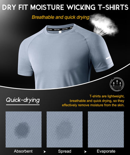 5 Pack Workout Shirts for Men - Activewear Tops Gym Shirts Dry Fit Mesh Moisture Wicking Running Fitness Short Sleeve Crewneck Sports Athletic T-Shirts 5P02-XL
