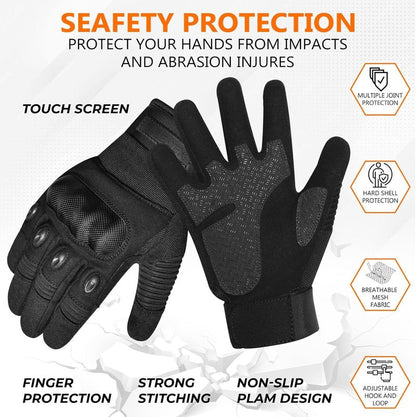 Motorcycle Gloves for Men & Women - Winter Bike Gloves with Hard Shell & Palm Padding | Tactical for Sports, Hiking, Climbing
