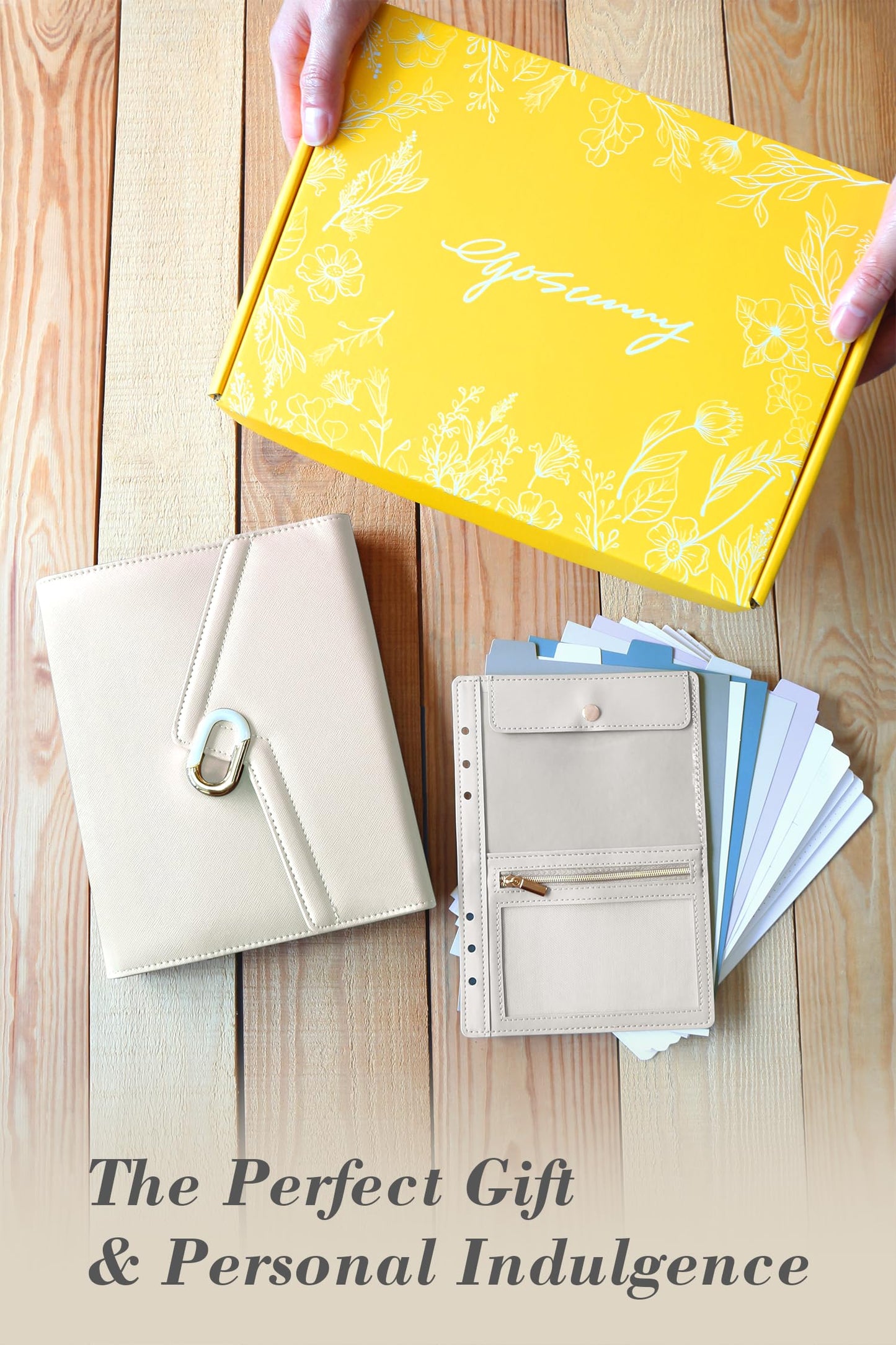 EGOSUNNY Lightning A5 PU Leather Planner 5.8" x 8.3", Refillable 6-Ring Binder with 80 Sheets, Dividers & Removable Zip Pouch – Stylish Organizer for Work & Everyday Use