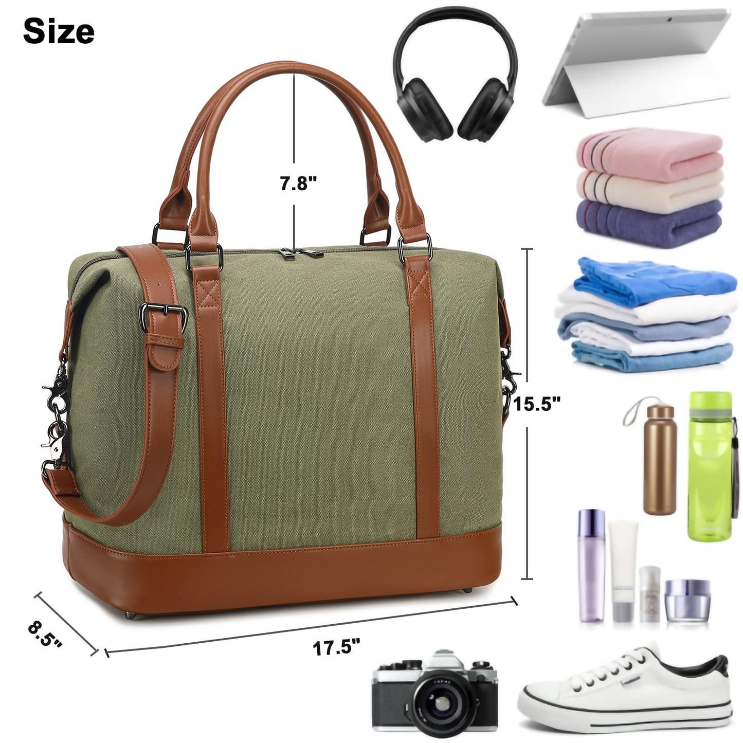 Bluboon Travel Tote Bags with Zipper Ladies Canvas Bag Weekender Overnight Bag for Women Carry on Duffel Bag Trolley Sleeve