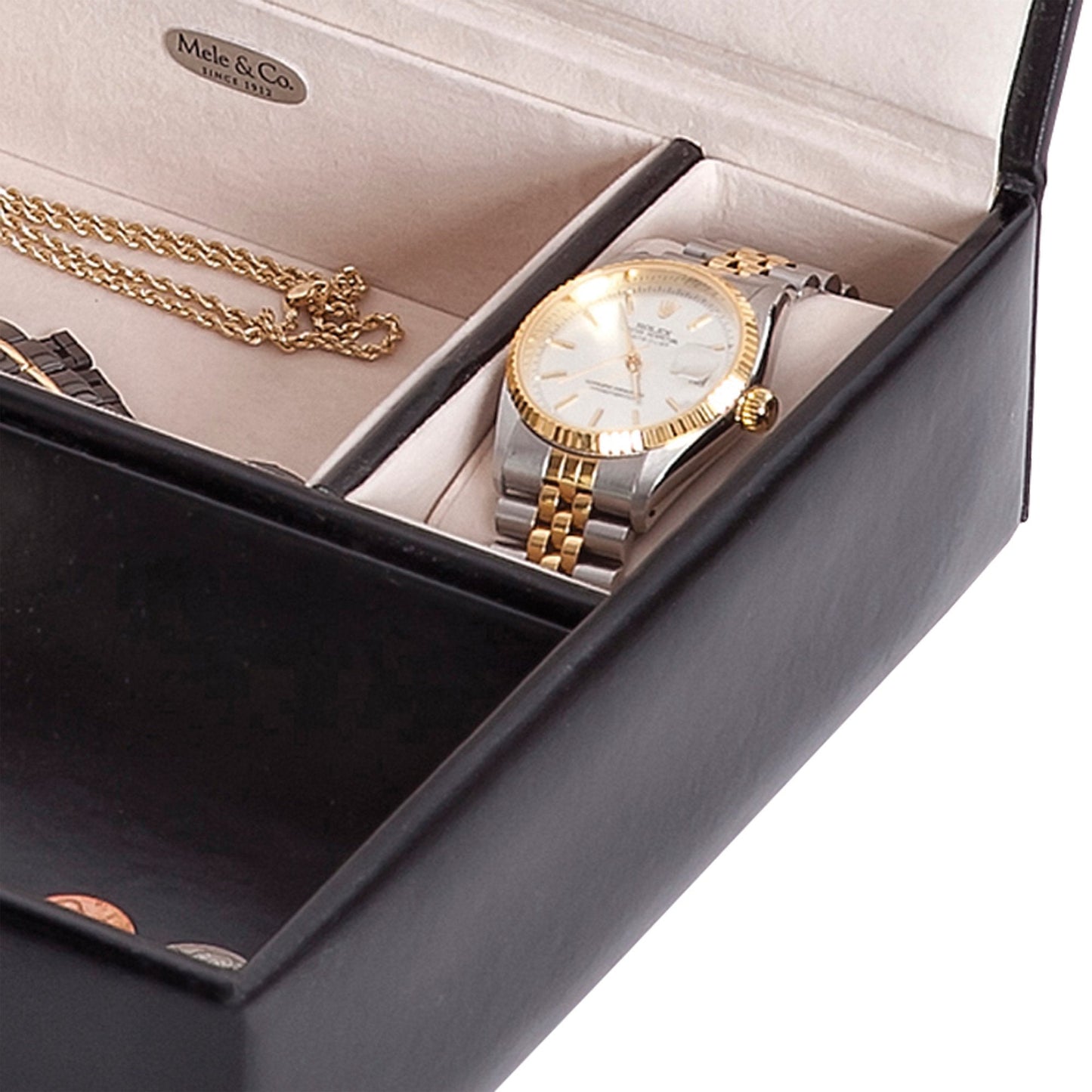 Mele and Co Carson Men's Dresser Top Valet Jewelry Box