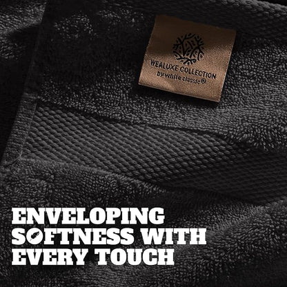 White Classic Wealuxe Black Washcloths 24 Pack