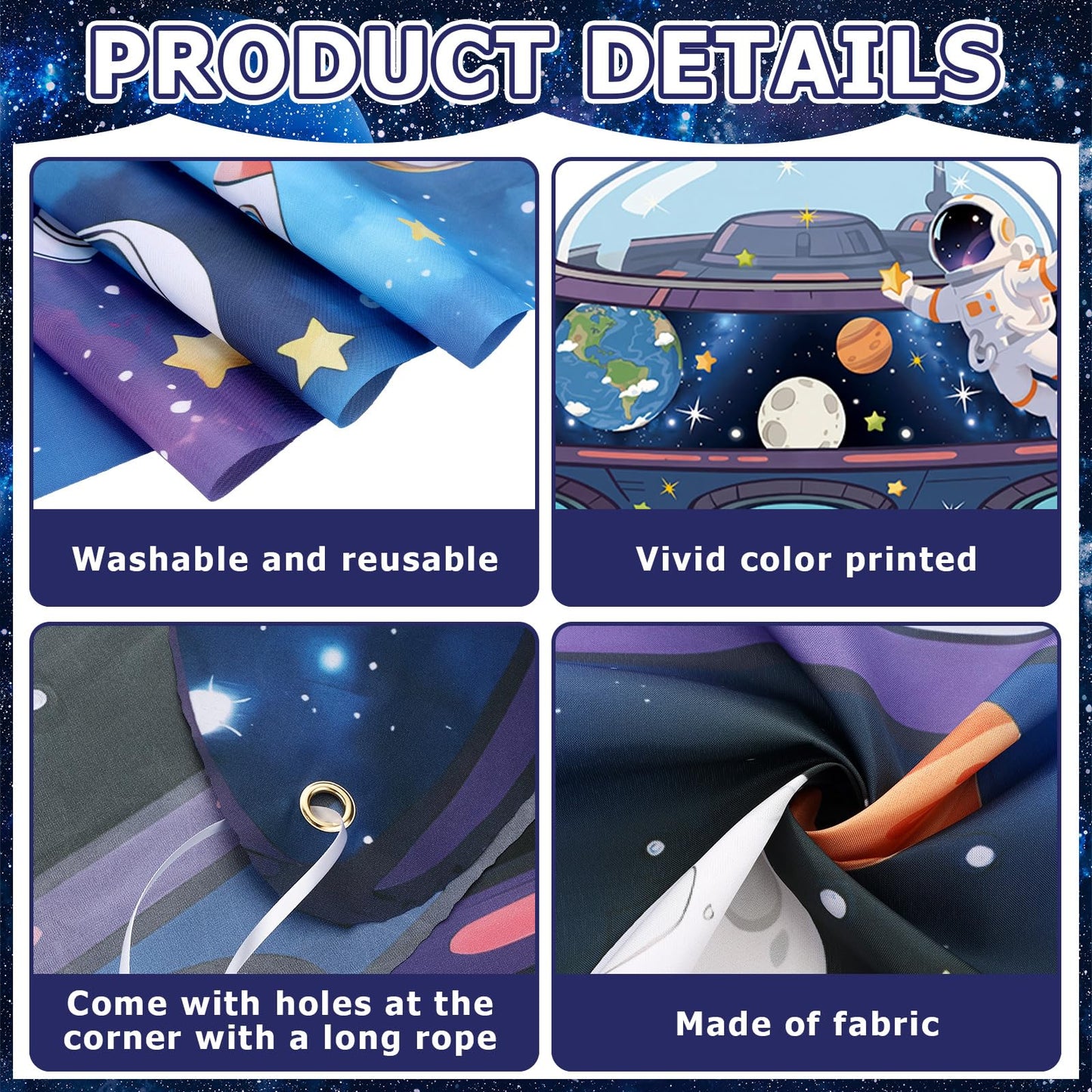 Chicplaid 3 Pcs Space Theme Party Decoration Outer Space Porch Banner Spaceship Astronaut Hanging Door Sign Galaxy Solar System Planet Backdrop for 2026 VBS Classroom Bedroom Birthday Supplies
