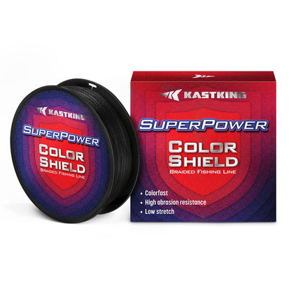 KastKing Superpower ColorShield Braided Fishing Line, Black, 10LB, 500Yards, X4