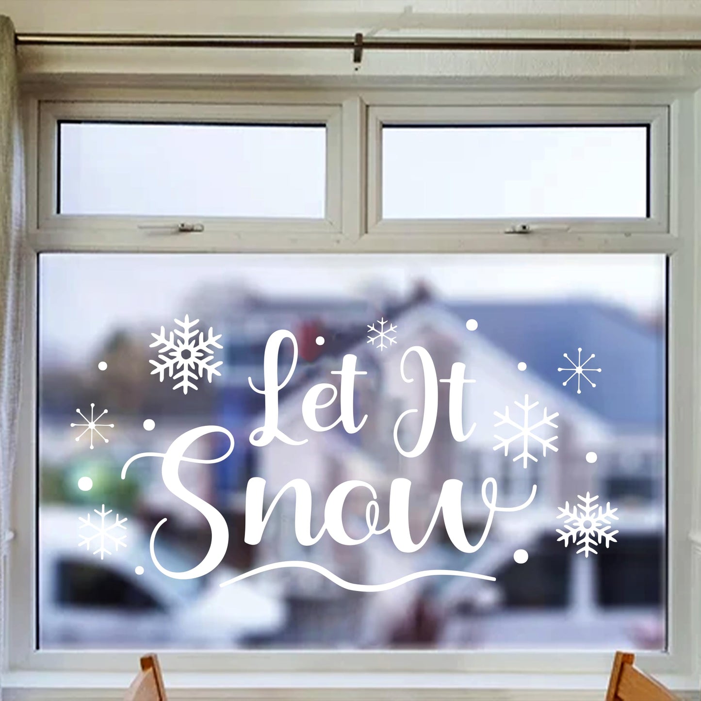 Let It Snow Snowflake Decals - Winter Snowflake Wall Stickers,Mural Stickers for Winter Xmas Home Refrigerator Wall Window Decor, Room Mural Stickers Wall Decals for Party Home Kitchen Decorations