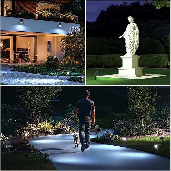 Linkind Solar Spot Lights Outdoor, 60 LEDs Solar Lights Outdoor Waterproof IP67 with 30% Conversion Rate, Ideal for Landscape, Garden, Yard, Pathway (4 Pack, Cool White)