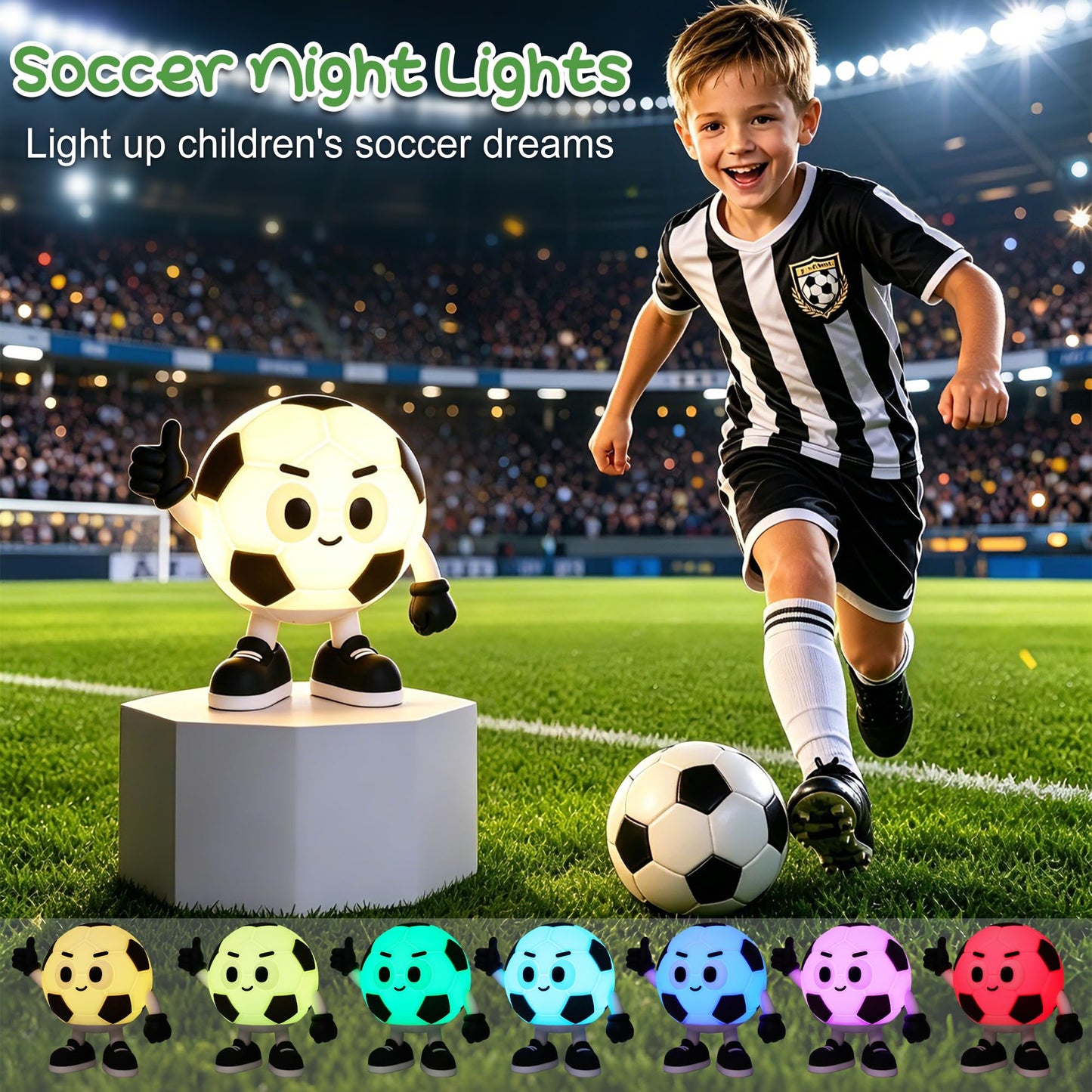 Okayera Soccer Night Light for Kids, Football Gifts for Teen Boy Man Sports Lover, Rechargeable Silicone Touch Light with Timer & Dimmable & Colar Change, Soft LED Lamp Nursery Bedroom Bedside Decor