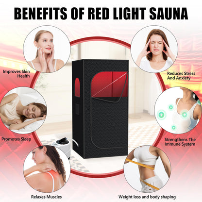 Nirvix Sauna Box, Portable Steam Sauna for Home with 1000W 3L Steamer, 9-Level Temperature Control & Remote, with Foldable Chair, for Relaxation, Detox & Indoor/Outdoor Use (Infrared Red Light Sauna)