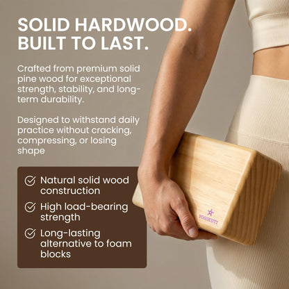 Original Wooden Yoga Blocks Set of 2 – Solid Hardwood Props Inspired by Traditional Yoga