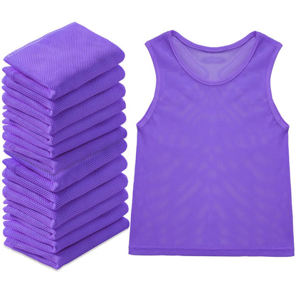 Sintege 12 Pcs Soccer Pinnies Pennies Jersey Scrimmage Vest Sports Practice Jersey Mesh Basketball Vest for Youth Adult Kids(Medium,Purple)