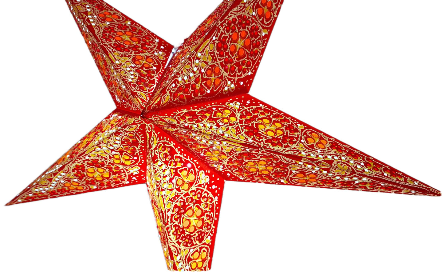 Yepsio Paper Star Lantern Lampshade, 24 inch, Hanging Decorations for Christmas, Wedding, Home, Party (Bright Red, Yellow, Orange)