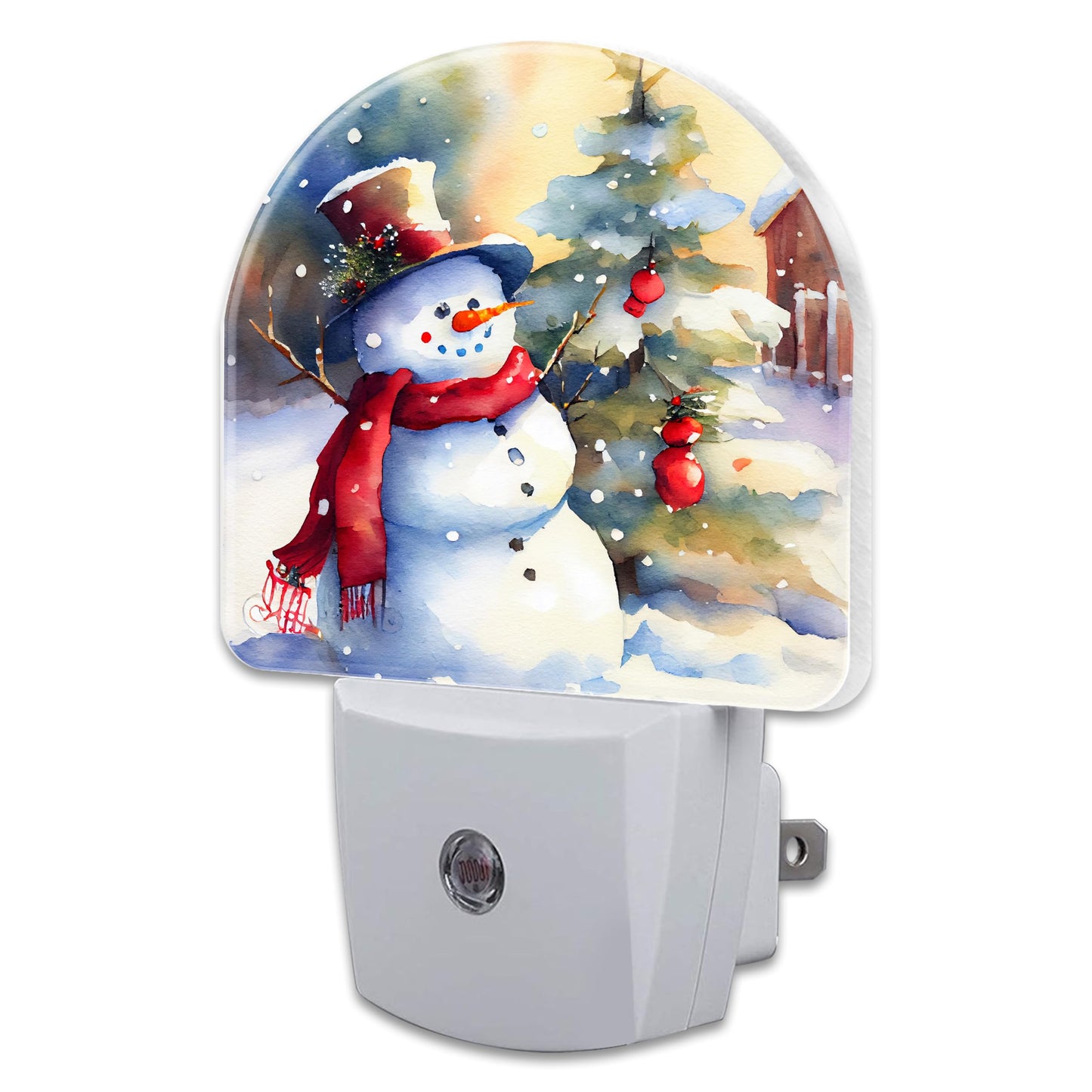 sndheke Cute Snowman with Christmas Tree Night Light Plug into Wall, Winter Xmas Snowman Dusk to Dawn Night Light Plug in,0.5w Energy Saving Sleep Friendly NightLight for Kids Boys Girls Home Decor
