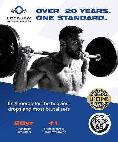 Lock-Jaw OLY 2 Barbell Collars Olympic Barbell Clamps 2 Pcs – Heavy Duty Bar Clamps for 2” & 50mm Olympic Bars – Secure Weight Bar Clamps for Strength Training & Home Gym Accessories – Black