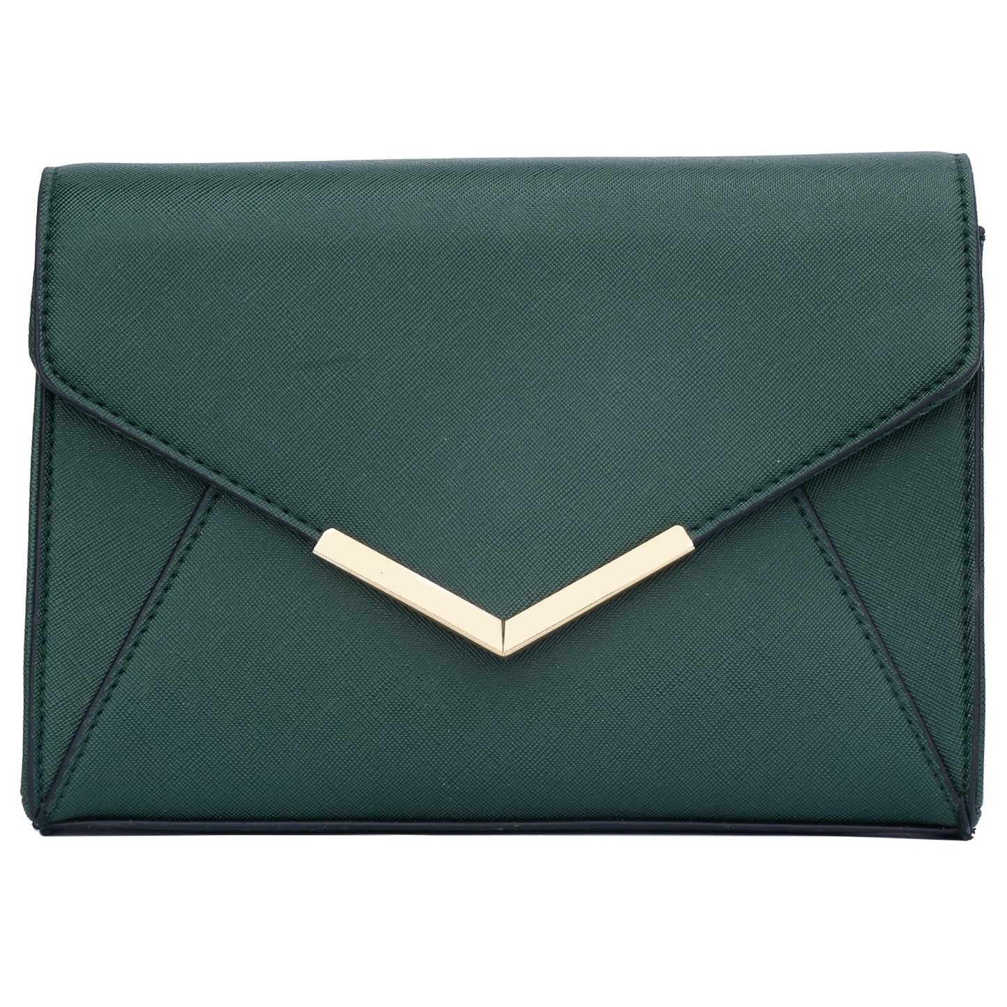 KKXIU Women Elegant Faux Leather Evening Envelope Clutch Purse Foldover Bags for Party Wedding Prom (A-Olive)