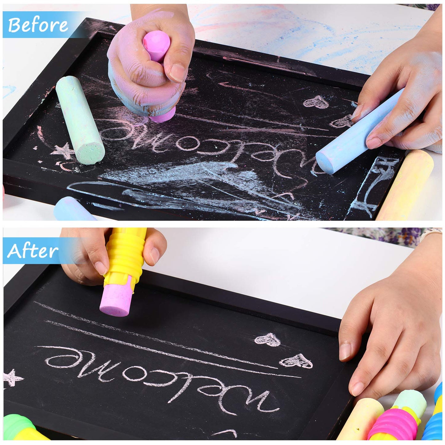 Outus 10 Pieces Railroad Chalk Holder Plastic Adjustable Chalk Clip for Teachers Office