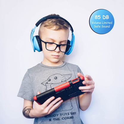 PowerLocus Bluetooth Headphones for Kids, Wireless Foldable Headphones Over Ear, Headphone with Microphone, 85DB Volume Limit, Wireless and Wired Headset with Micro SD, FM for Cellphones, Tablets, PC